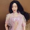 1/6 Female Head Sculpt Closed-eyed Wagging Tongue Expression Head Sculpt for 12inch Action Figure Body Doll, 1/6 Scale Playful Attractive Expression Female Head Carved Accessory (Curly black hair) view 4