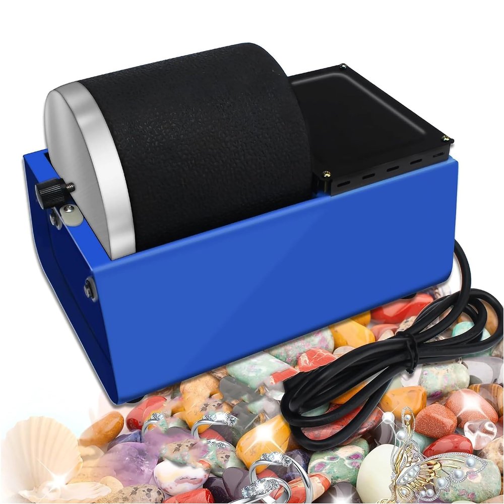 WIKINK Professional Rock Tumbler Kit, Gemstones Polisher Rotary Rock Tumbler, Rock Tumbler Machine with Leakproof Rubber Barrel, for Crystals, Stone, Glass, Metal