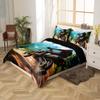 jejeloiu Kids Dirt Bike Bedding Set Extreme Sports Duvet Cover Toddler Size for Boys Racing Motocross Rider Comforter Cover Set Motorcycle Green Blue with 1 Pillow Case,No Comforter view 3