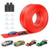 KETIEE Flex Tracks 16Ft for Kids: Flexible Race Car Ramp Track with 4 Small Racecars and 8 Suction Cups Compatible with Diecast 1/64th Cars, Rolls Up Portable Racetrack for Ages 3 & Up view 1