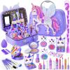 Beayuck Kids Makeup Kit for Girls - Girls Makeup Kit Toys, Real Washable Cosmetic Set with Storage Case, Kids Play Makeup Set for Christmas Birthday Gift 3 4 5 6 8 10 11 12+ Years Old, Purple view 1