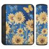 2 Pack Seatbelt Covers Seat Belt Cover Pad for Adults Boys Girls Car Seat Strap Covers Pads Cushion Universal Shoulder Strap Pad Protector for Backpack 10x7.7Inch Blue Sunflowers and Butterfly view 1