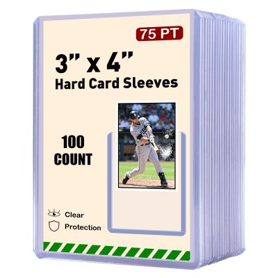 100ct 3"x4" Hard Card Sleeves - 75pt Hard Plastic Trading Card Protector, Rigid Clear Open-Top Card Sleeve, Fits Standard Trading, Baseball, Game Collectible Cards