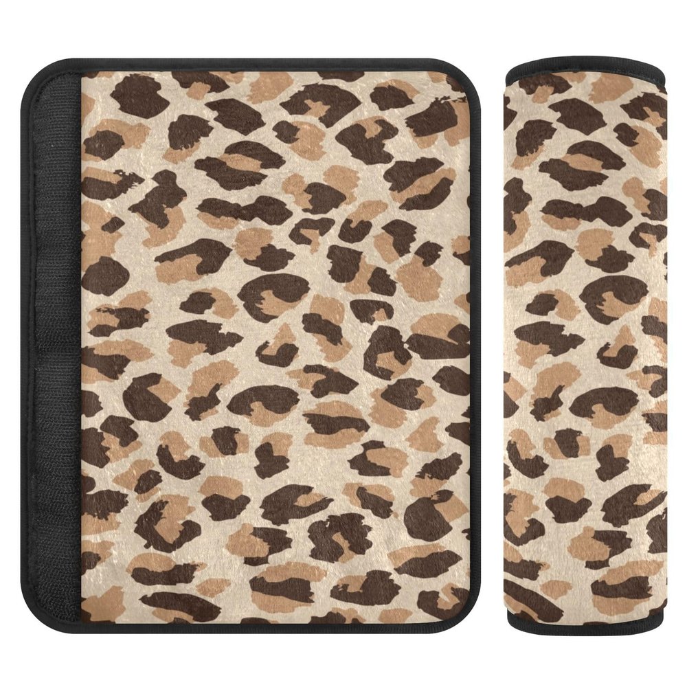 2 Pack Seatbelt Covers Seat Belt Cover Pad for Adults Boys Girls Car Seat Strap Covers Pads Cushion Universal Shoulder Strap Pad Protector for Backpack Camera Bag 10x7.7Inch Leopard Skin Print