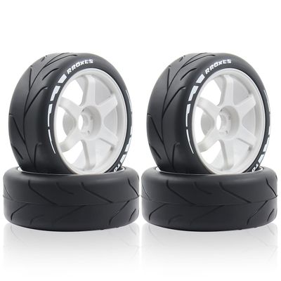 102mm 1/8 RC On-Road tire and Hard nylon Plastic wheels Ultra abrasion resistant set 17mm Hex For 1/7 1/8 HPI VRX WR8 HSP Hobao Kyosho ARRMA Redcat Losi KM C3 CNE W10 (White)