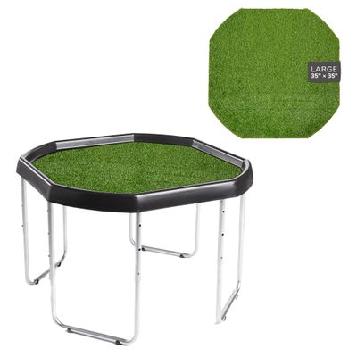 MEKA Large (38"x38") Tuff Tray Black with Artificial Grass Insert Play Mat Bundle, Activity Sensory Tray Plus Stand Children, Outdoor Play Sand and Water Table for Toddlers and Kids, Toy Boys Girls