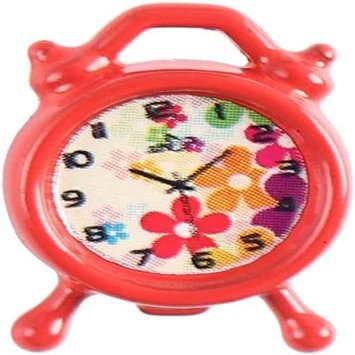 1Pc Red Cute Dollhouse Accessories Miniature Clock Dollhouse Furniture Decoration Doll House Accessories Small and Exquisite,Mini Clock for Fashion Accessories