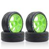 102mm 1/8 RC On-Road tire and Hard nylon Plastic wheels Ultra abrasion resistant set17mm Hex For 1/7 1/8 HPI VRX WR8 HSP Hobao Kyosho ARRMA Redcat Losi KM C3 CNE W10 (Green) view 1