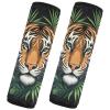 2 Pack Seatbelt Covers Seat Belt Cover Pad for Adults Boys Girls Car Seat Strap Covers Pads Cushion Universal Shoulder Strap Pad Protector for Backpack 10x7.7Inch Tiger Head Tropical Palm Leaves view 2
