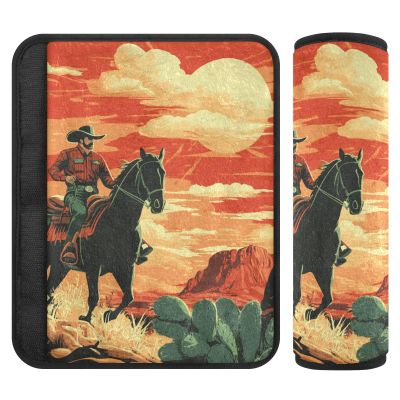 2 Pack Seatbelt Covers Seat Belt Cover Pad for Adults Boys Girls Car Seat Strap Covers Pads Cushion Universal Shoulder Strap Pad Protector for Backpack Camera Bag 10x7.7Inch Orange Sky Cowboy Cactus