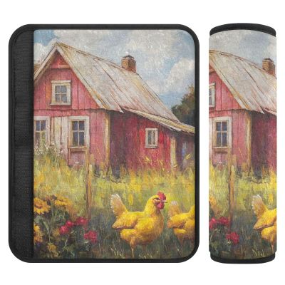 2 Pack Seatbelt Covers Seat Belt Cover Pad for Adults Boys Girls Car Seat Strap Covers Pads Cushion Universal Shoulder Strap Pad Protector for Backpack Camera Bag 6.5 Inch Farmhouse Chicken Roasters
