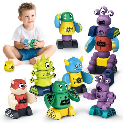Cooldele STEM Magnetic Robot Building, Toys for Kids 3 4 5 6 7 8, Transformable Stacking Bots with Storage Box, Creative Learning Christmas and Birthday Gifts for Boys Girls 3-8