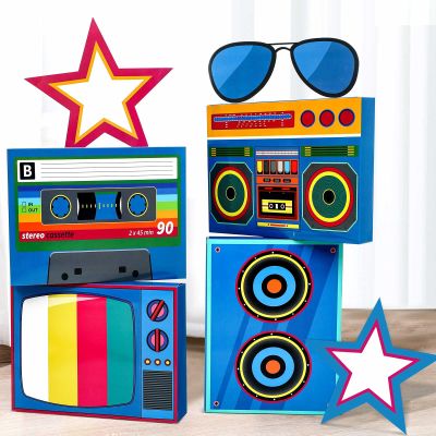 Weekgrat 7 Pcs Large 80s 90s Party Decorations Hip Hop Boombox Box Set
