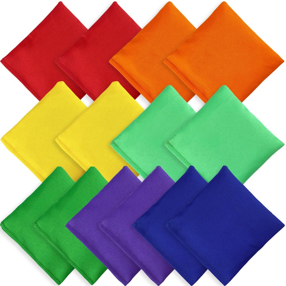 14 PCS Nylon Colorful Bean Bags 3.9  3.9 Inch Bulk Hand Toss for Sports Outdoor