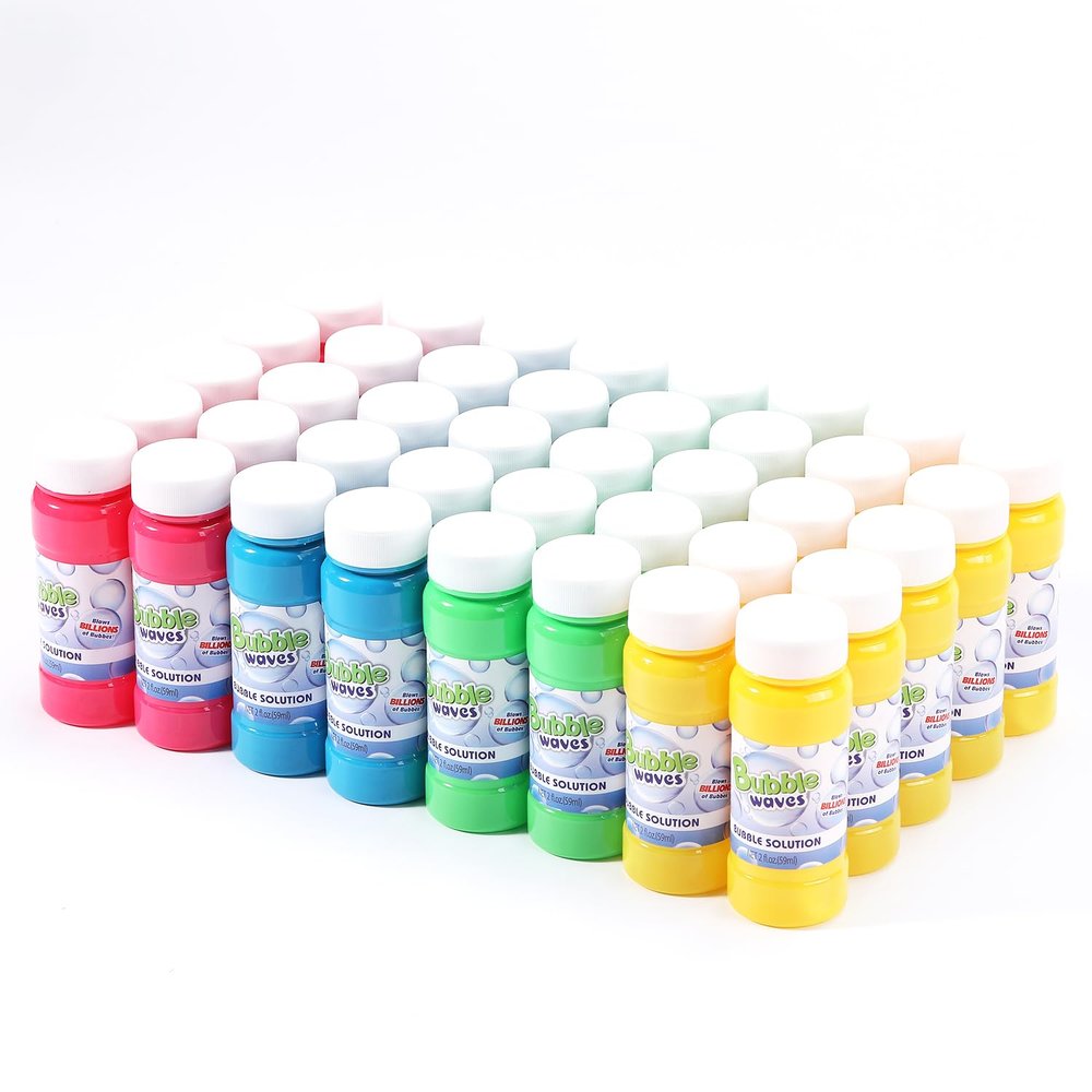 novelinks Mini Bubble Bottle Bulk, Bubble Wand Set for Kids, Colorful Bottle of Bubble Solution, Novelty Summer Toy for Toddlers, Birthday Bubble Themen Party Favor Toy (40 Pack 2oz)