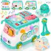 AmiDear Baby Gift for 1-2 Year Old Girl, 10-in-1 Montessori Toys Bus for Baby 6-12-18 Months+, First Christmas and Birthday Gifts, Blue Educational Musical Sensory Learning Toddler Toys Age 1-2 view 1