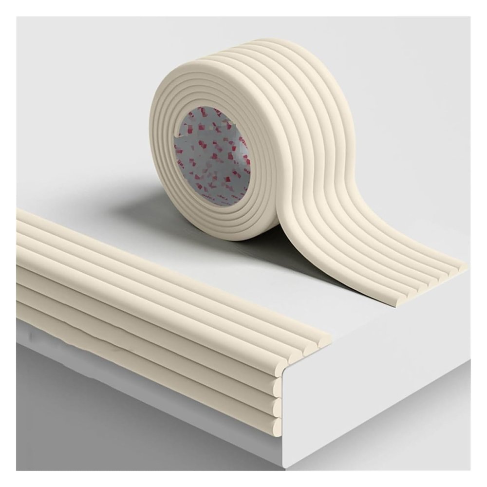 TXGJWRA Foam Safety Strips, 8cm Wide Self-Adhesive Table Corners Protectors Cushion Bumper, 0.8cm Thick Children Anti-Collision Strip for Furniture Fireplace,Off White-6m/19.68ft