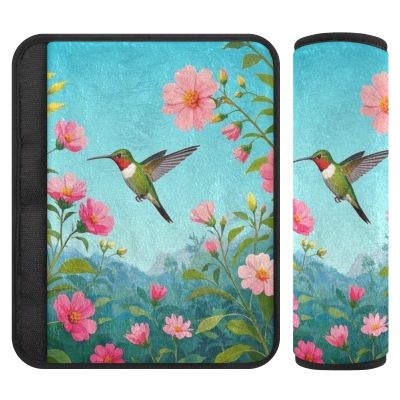 2 Pack Seatbelt Covers Seat Belt Cover Pad for Adults Boys Girls Car Seat Strap Covers Pads Cushion Universal Shoulder Strap Pad Protector for Backpack 10x7.7Inch Hummingbird Flower Leaf Mountain