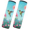 2 Pack Seatbelt Covers Seat Belt Cover Pad for Adults Boys Girls Car Seat Strap Covers Pads Cushion Universal Shoulder Strap Pad Protector for Backpack 10x7.7Inch Hummingbird Flower Leaf Mountain view 2