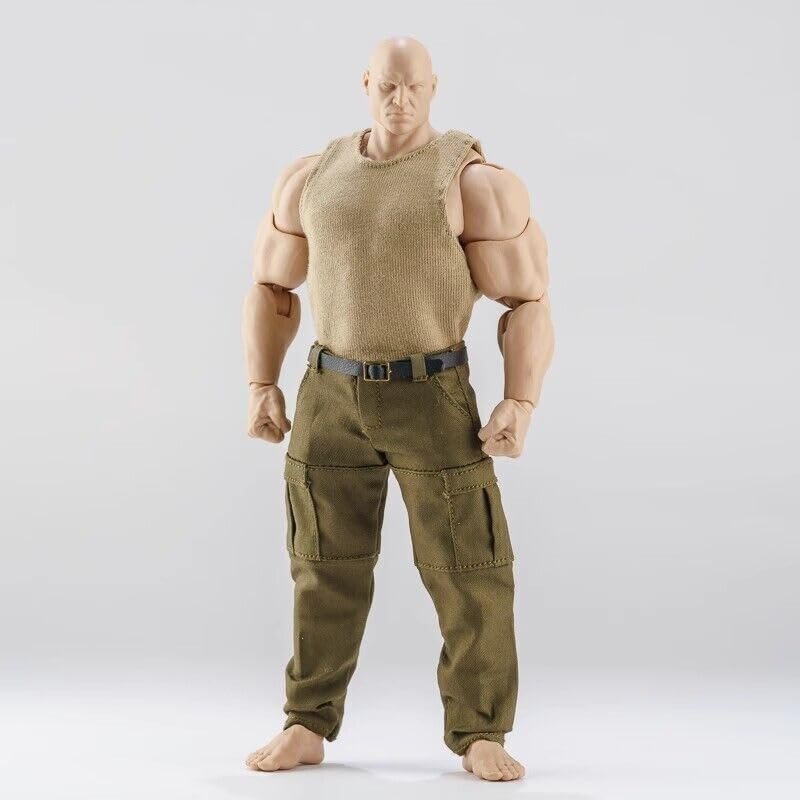1/12 Scale Male Soldier Vest Pants Model for 6'' 7'' Strong Figure WWE Adam MUFF (Khaki Vest+ Green Pants)