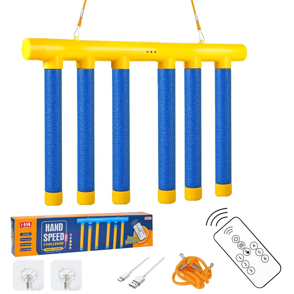 ATG Reflex Drop Sticks Challenge Game with Remote Control - 3 Adjustable Speed Modes Hand-Eye Coordination & Reaction Training Toy, Fun Catch Falling Sticks Game for Kids, Adults
