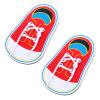 ElevateTech 2Pcs Wooden Lacing Shoe Shoe Lace Practice Board Threading Lacing Shoes Training Board Tying Practice Learning Educational Fine Motor Skills (Red White) view 1