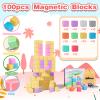 100pcs Magnetic Blocks, Magnetic Cubes for Kids Ages 3-8, STEM Educational Building Toys for Toddlers and Preschoolers, Sensory Autism-Friendly Learning Toys Gift for Boys & Girls 3-5, 4-8 Year Old view 3