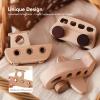 Wooden Cars for Toddlers 1-3, Wooden Vehicles Baby Cars Set with Bus, Airplane and Boat, Montessori Rattle Toys with Rolling Beads, Ideal for Boys and Girls view 4