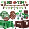 173PCS Football Party Supplies Kit for 24 Guests - Football Birthday Supplies with Paper Plate Napkin Big Cup Cutlery Banners Touchdown Tablecloth Tailgate Party Decorations(A) view 1