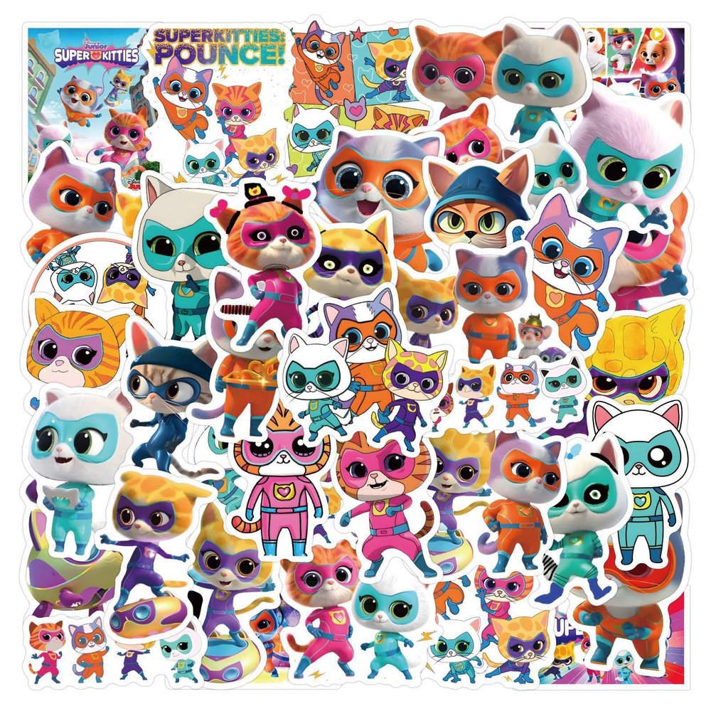 100pcs Cartoon Stickers for Water Bottles,Cute Funny Cartoon Character Cats Stickers Waterproof Vinyl Decals for Teens Laptops Luggage Journal Notebook Skateboard Phone