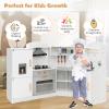 Fireflowery Kids Kitchen Playset, Wooden Toy with Ice Maker, Washing Machine, Microwave, Interactive Play with Lights and Sounds, Pretend Play Corner Kitchen for Girls and Boys view 2