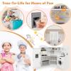 Fireflowery Kids Kitchen Playset, Wooden Toy with Ice Maker, Washing Machine, Microwave, Interactive Play with Lights and Sounds, Pretend Play Corner Kitchen for Girls and Boys view 3
