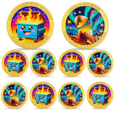 10pcs Emerging from Cocoon Dumpster Fire Coin - The Strongest Steel is Forged Dumpster Fire Challenge Coin - Funny Desk Accessories for Work - Emotional Support Inspirational Gifts for Men Women