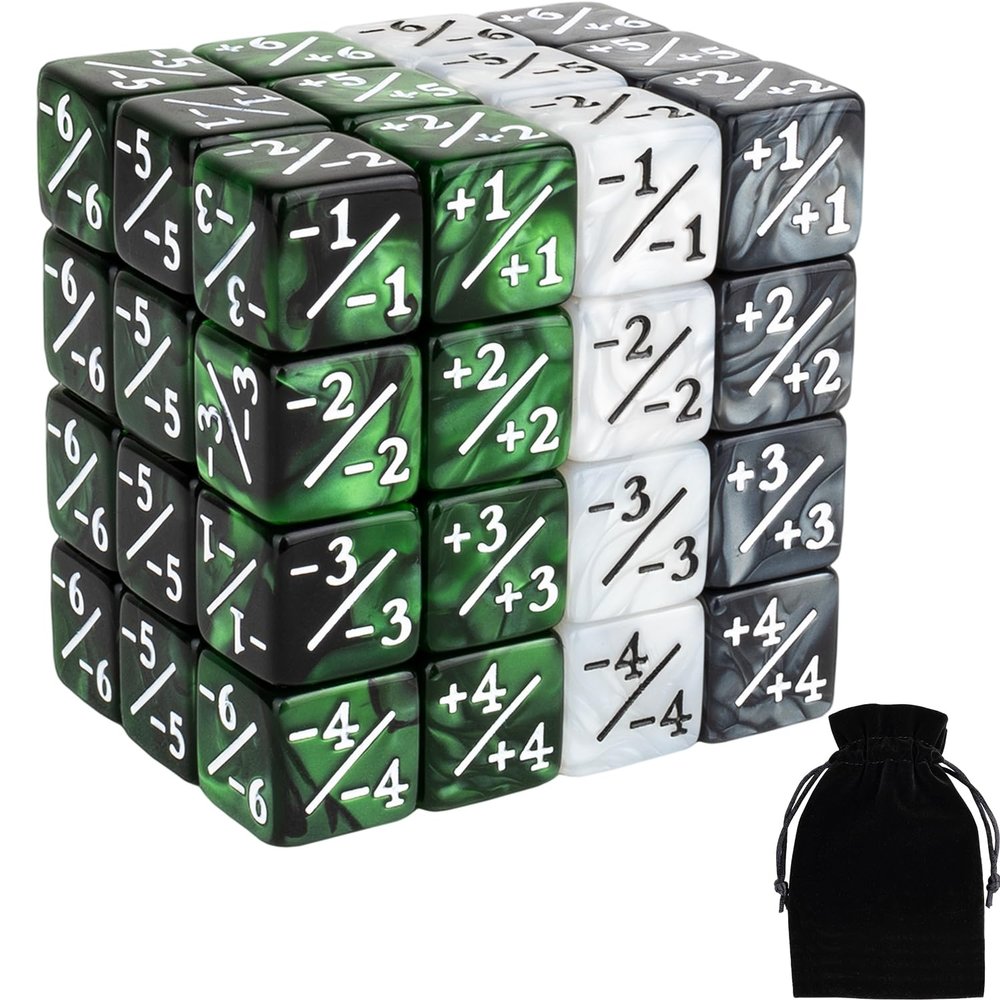 48 PCS Magic Counter Dice Life MTG Counters Dice Set Bulk Buff Tokens D6 Dice Set Compatible with Magic The Gathering, TCG, Card Gaming Accessories, Green