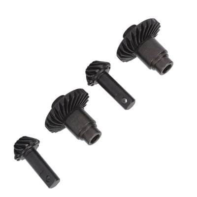 24T Helical Gear Set Steel Axle Differentials Gear, Low Noise Rear Axle Teeth for 1/18 RC Vehicle, Made of Steel Black Color