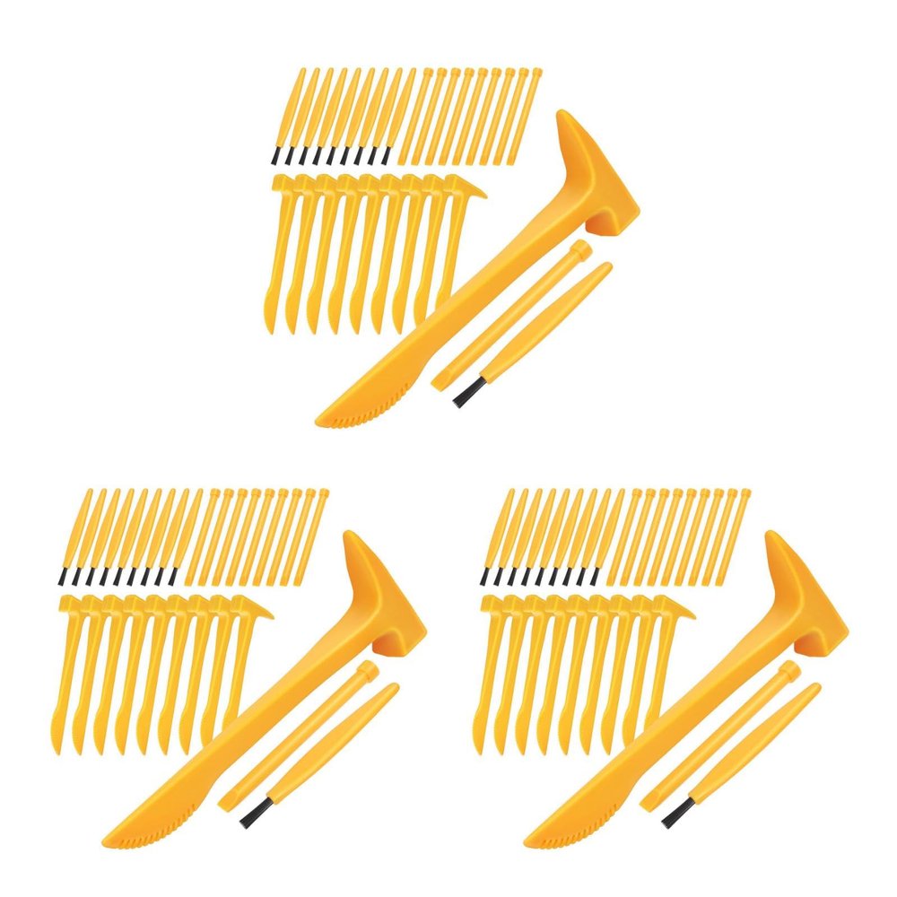 BESTonZON 3sets Dinosaur Digging Tool Kit Archaeological Excavation Tools Set Hammer Chisel and Brush for Boys and Girls Exploration and Gem Digging Activities