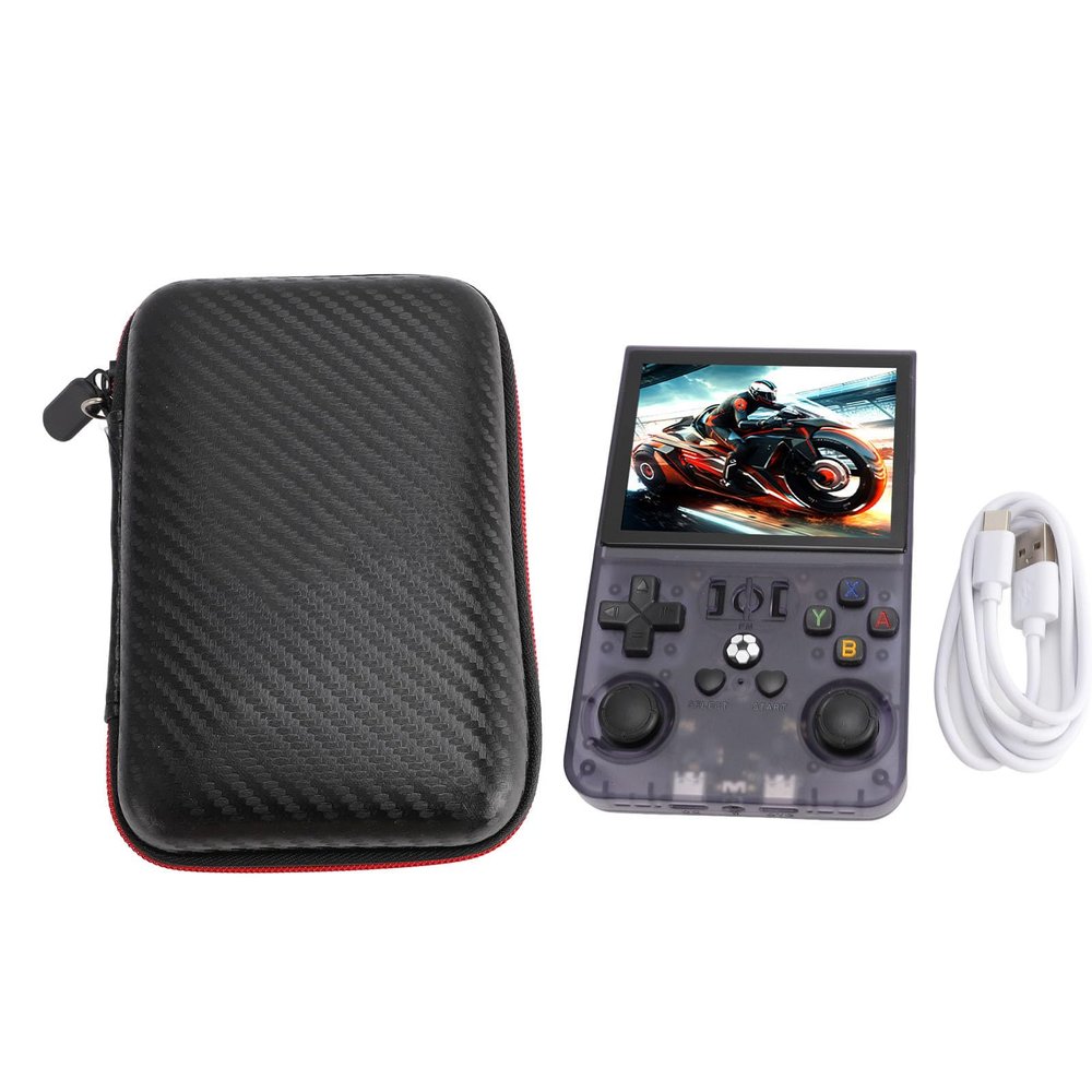 Handheld Game Console with Dual 3D Sticks, 640x480 High Resolution Screen, 60+ Emulator Games for Linux System 3.5 inch Portable Game Console for Home Travel, Rear L R Keys