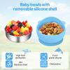 Wesketch 2 Pack Stainless Steel Baby Bowls with Removable Non-Slip Silicone Suction Shell, Anti Scald Food Container for Baby Food Feeding, Forks + Spoons Included-Blue & Pink view 4