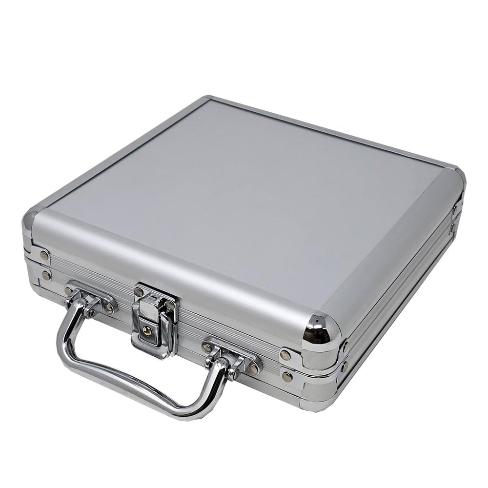 DA VINCI Aluminum Poker Chip Case - Choose from 5 Sizes (100-Chip Capacity, Flat)