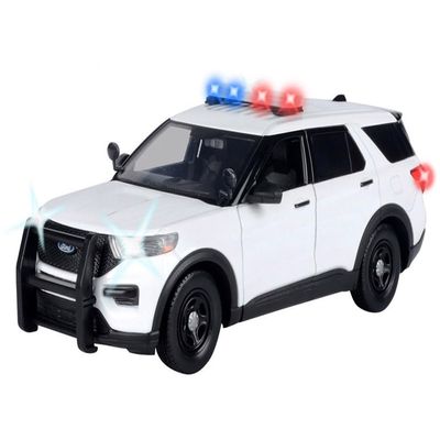 2022 Police Interceptor Utility Plain White Builder's Kit with Flashing Light Bar and Front and Rear Lights and Sounds 1/24 Diecast Model Car by Motormax 79541W