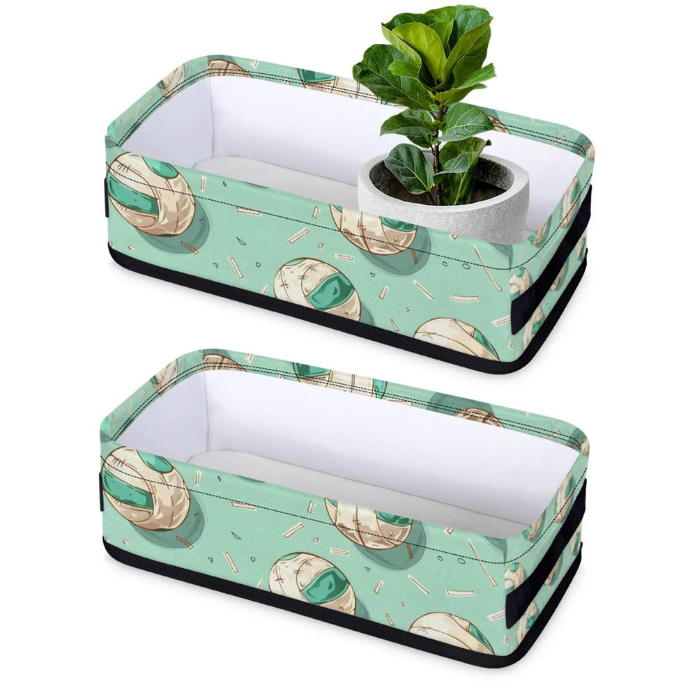 Small Storage Basket Volleyball Cartoon Baskets for Organizing 2 Pack Shelf Baskets with Handles Fabric Storage Bins for Bathroom Table Counter