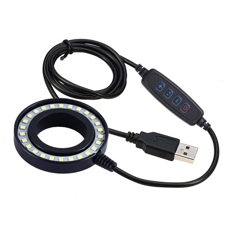 Microscope Observation 3 Colors 26 LED Adjustable Ring Light Illuminator Lamp for Stereo Zoom Microscope Ultrathin Zoom Adjust Power(42BT)