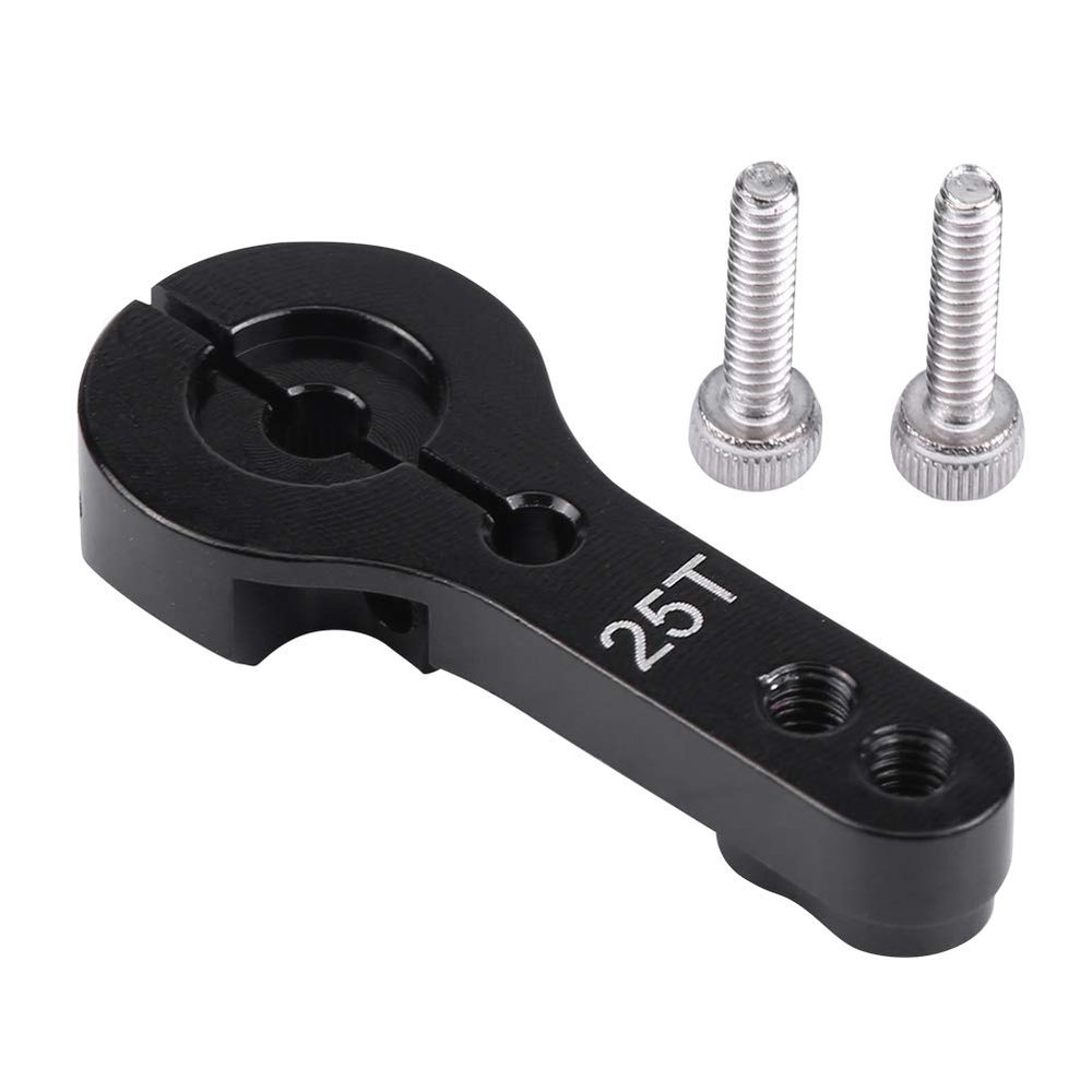 Akozon RC Accessory 25mm 25T Teeth Half Servo Horn Arm, Suitable for FutabaAceTowerPro MG, RC Servo Arm Aluminium Alloy, Black (#03)