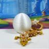 3D Printed Dragon with Dragon Egg, 12" Gold and White Cherry Blossom Articulated Dragon, Fidget ADHD Autism Toy Executive Desk Toy D032-WHE view 2