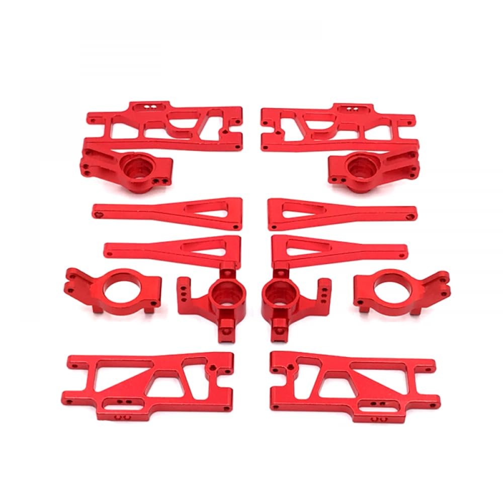 GFEJVDBI Metal Upgrade Retrofit C-seat Steering Cup Swing Arm Set 7 Pieces Compatible with 104009 12401 12402 12403 12404 12409 RC Car Parts(Red)