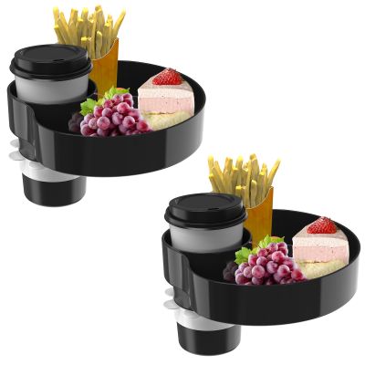 [2 Packs] Kids Car Seat Tray, Travel Tray with Cup Holder for Toddler Baby, Kids Car Seat Food Snack Organizer for Road Trip, Stroller snack Organizer Travel Must Haves Toddler Must Haves (Black)