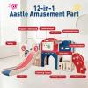 12 in 1 Outdoor Toddler Playsets with Slide Toddlers Playground and Swing Set Indoor Climber Tunnel Playset Play Equipment with Basketball Hoop for Backyard view 3