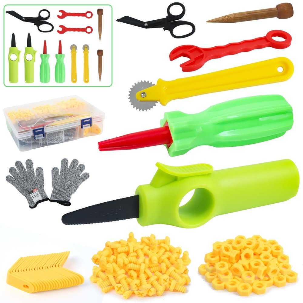 Cardboard Cutting Tools for Kids, 273 PCS Cardboard Construction Kit, Safe Kids Tool Set for Todder, Creative Toy for DIY Projects, STEM Educational Toys Birthday Gift for Boys and Girls Aged 4 5 6