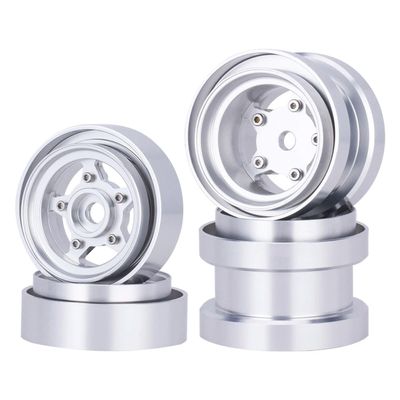 4pcs CNC Aluminum Beadlock Wheels Rim Hub Upgrade Kit for 1/10 RC Buggy Car Tamiya Frog Grasshopper Hornet Sand Scorcher Parts (Silver)