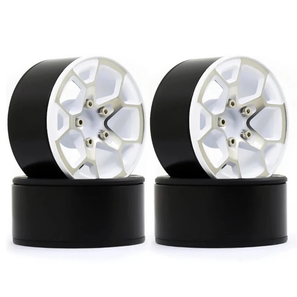 4pcs 140g/pcs Heavy Duty 1.9" Beadlock Wheel Rim Hub for 1/10 RC Crawler Car Axial SCX10 for Traxxas TRX4 RC4WD D90 for Redcat for Gen8 for MST(White)